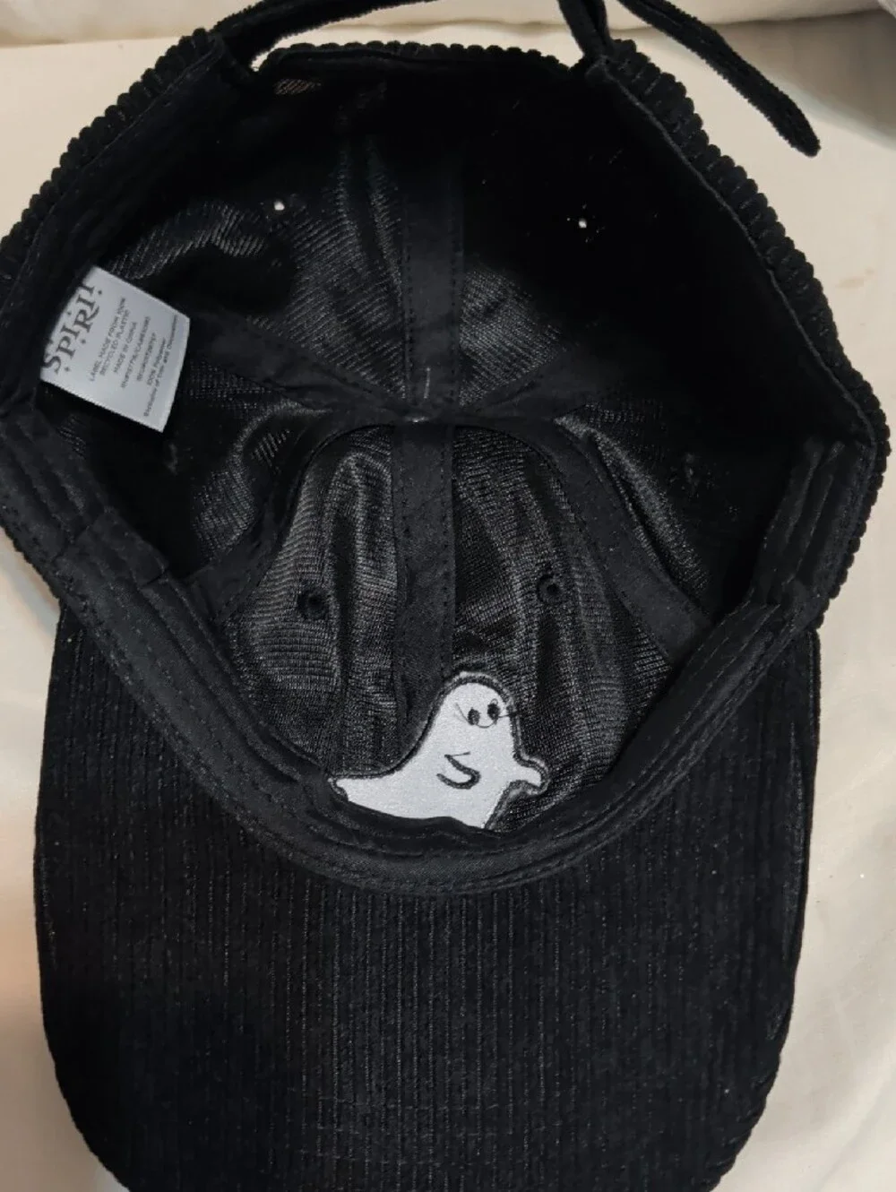 Spirit Black Corduroy Kids Cap with White Ghost Patch